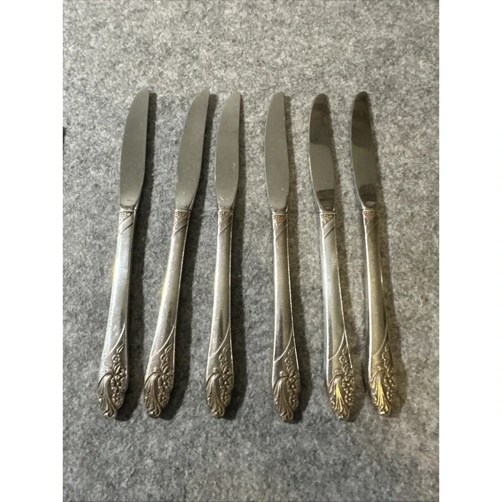 Set Of‎ 10 Vintage Oneida Community Evening Star Silver-Plate Butter Knives